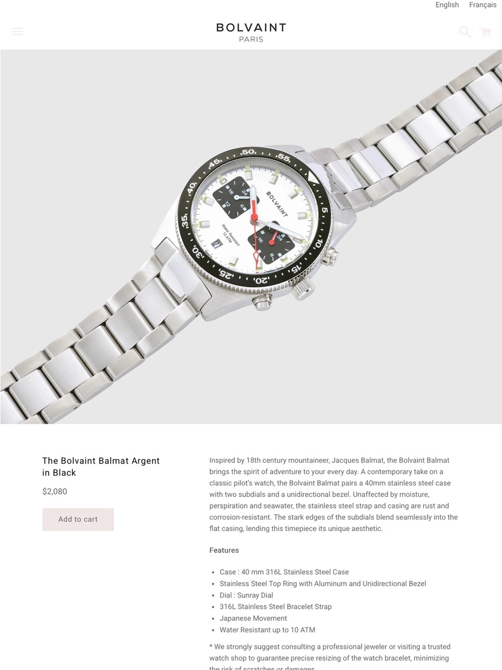 Balmat Argent Chronograph Watch - Silver/White